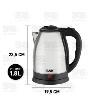 Chaleira Elétrica 1.8 Litros 1100W Bak BAK-127-INOX