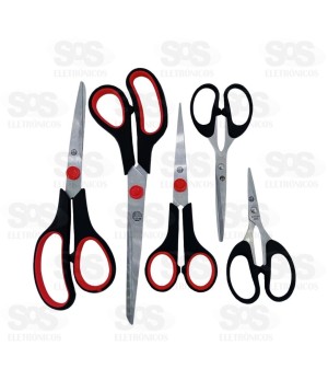 Kit 5 Tesouras Multiuso 5,5/6,5/7/8,5/9,75 Polegadas HM-137