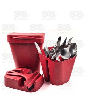Kit Pia Com Lixeira Rodinho Supote e Seca Talher Color 459S