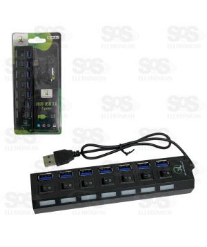 Hub 7 Portas USB 3.0 Com LED X-Cell XC-HUB-7