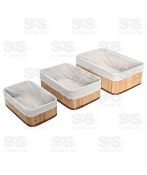 Jogo 3 Cestos de Bambu Multiuso Onyx 5937