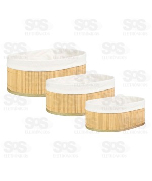 Jogo 3 Cestos de Bambu Multiuso Onyx 5935