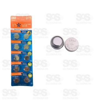 Bateria Alcalina Botão LR44 1,5V Com 10 Unidades Inova 11068