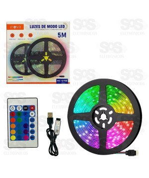 Fita de LED Colorida Com Controle 5 Metros Inova MD-12796
