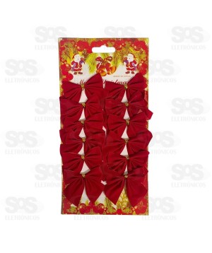 Enfeite Laço Vermelho De Natal 12 Peças Hai Brasil LA010