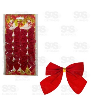 Enfeite Laço Vermelho De Natal 12 Peças Hai Brasil LA010