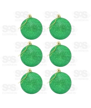 Kit 6 Bolas De Natal 6CM Glitter Cores Variadas BOL343A
