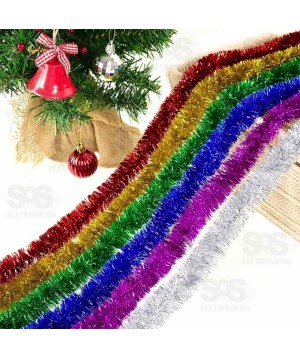 Festão Metalizado De Natal Nevado 2 Metros Colorido FST031