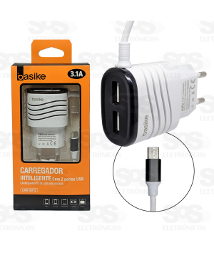 Carregador Micro USB V8 3.1A 2 USB Basike car-9012