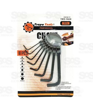 Kit Chave Allen 1.5 a 6.0mm com 8 Peças Troya Tools try-9410