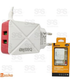 Carregador Micro USB V8 4.8A 2 USB Basike car-9021