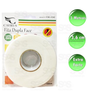 Fita Adesiva Dupla Face Branca 3 Metros Caerus crs-1242