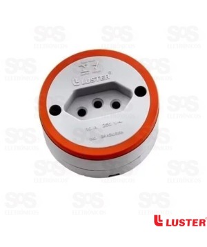 Tomada De Sobrepor 10A/250V Redonda 2P+T Cinza E Laranja Luster 1080