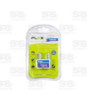 Pilha AAA 1.2V Recarregável 1100mAh 2 Unidades flex