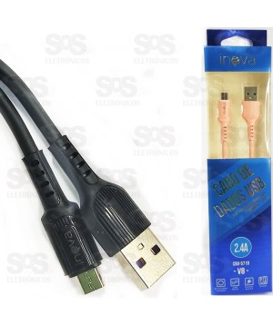 Cabo Micro USB V8 2 Metros 2.4A Emborrachado  Inova CBO-5719