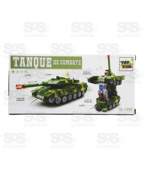 Tanque De Combate  Vira Robô Com Música E Luzes Toy King 1592